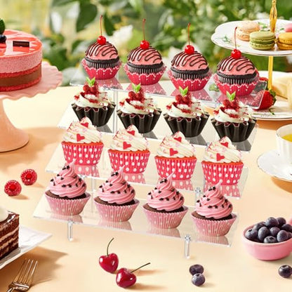 4 Tier Acrylic Display Riser Stand, Clear Perfume Organizer, Cupcake Stand