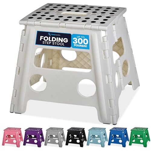 Handy Laundry Folding Step Stool 13 Inch, White, Non-Slip Holds 300 lbs - color: White, size: 13 Inch