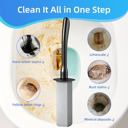 Toilet Brush and Holder Set with Pumice Stone, Toilet Pumice Stone Combo - color: Black