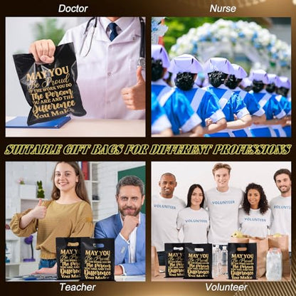 Kolldenn 50 Pcs Employee Appreciation Gift Bags Bulk Black Thank You Bags - color: Black, style: May You Be Proud