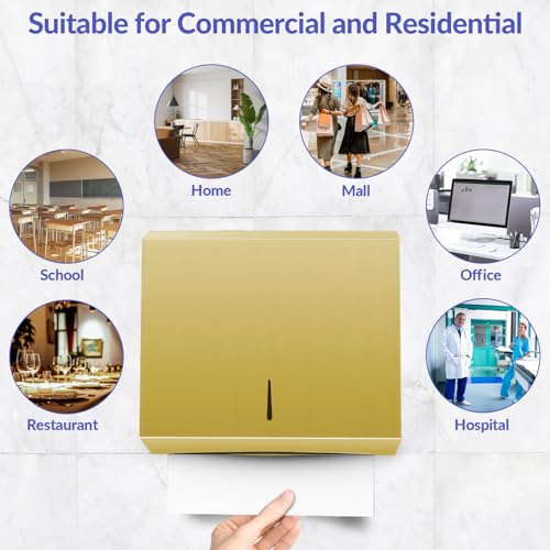 Stardrix Paper Towel Dispenser Wall Mount, Brushed Gold Stainless Steel Commercial Paper Towel Holder with Lock, Large Capacity 250 C Fold/300 Multifold Towels - color: Gold, size: 250 C Fold/300 Multi-Fold with Lock