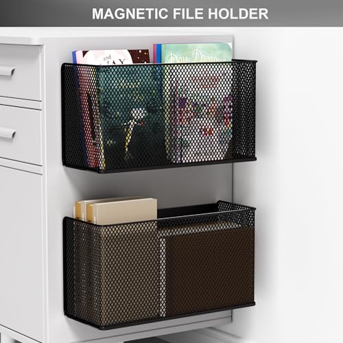 Magnetic Shelf Fridge Basket Bin for Washer Dryer Locker Whiteboard Cabinet - style: (1-Pack) Black/XL
