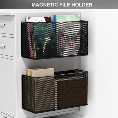 Magnetic Shelf Fridge Basket Bin for Washer Dryer Locker Whiteboard Cabinet - style: (1-Pack) Black/XL