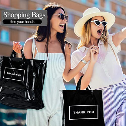 Teling 200 Pcs Thank You Bags with Handle for Business, Black - color: Black