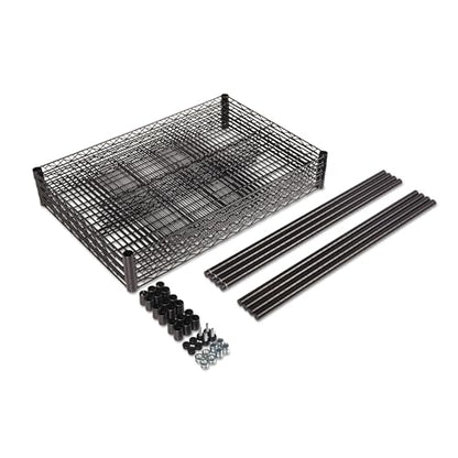 Alera NSF Certified Industrial Four-Shelf Wire Shelving Kit, 36w x 24d x 72h, Black - color: Black, size: 36" x 24" x 72"