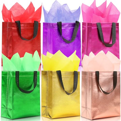 KeerxunBag 12 sets of colorful gift bags (with inner lining) - color: Mixed 6 colors