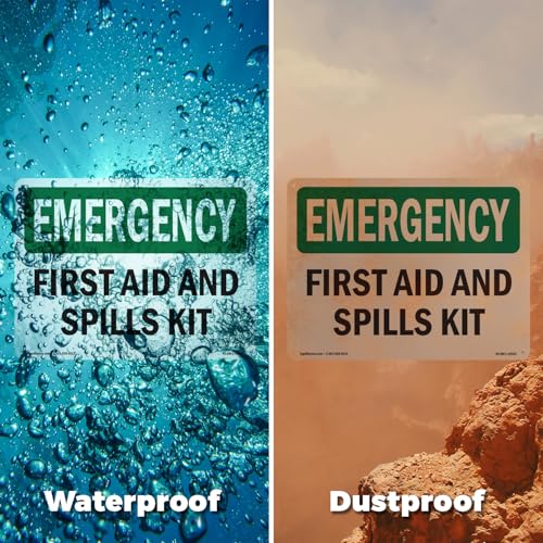 First Aid And Spills Kit OSHA Emergency Aluminum Sign 18 Inch x 12 Inch - 10 Pack - color: Aluminum, size: 10 Pack of 18" x 12"