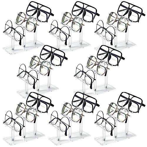 Ripeng 8 Pcs 3 Tier Acrylic Eyeglass Display Stand Sunglass Holder, Clear