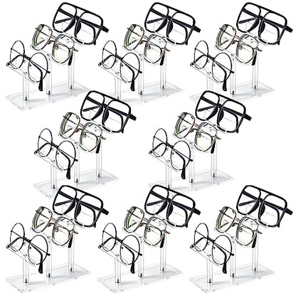 Ripeng 8 Pcs 3 Tier Acrylic Eyeglass Display Stand Sunglass Holder, Clear