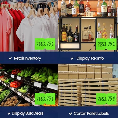 Perco 1-Line Green Blank Price & Date Gun Labels – 32 Rolls, 32,000 Count - color: Fluorescent Green, size: 4 Sleeves