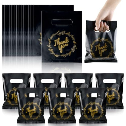BadenBach 200-Pack Small Thank You Bags, 8" x 6", Black - color: Black