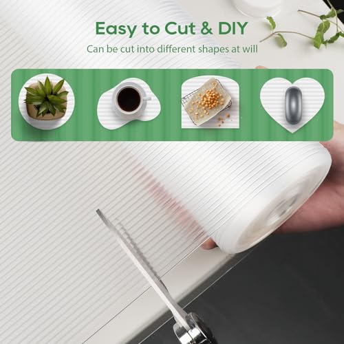 Anoak Shelf Liner Cabinet Liner, Non Adhesive Drawer Liner, Washable 12 Inch x 10 FT(120 Inch) Waterproof Durable Non-Slip Shelf Liner for Kitchen, Drawer, Refrigerator Stripe Clear - size: 12"W x 120"L