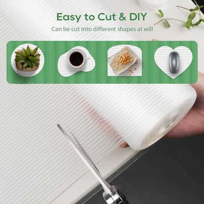 Anoak Shelf Liner Cabinet Liner, Non Adhesive Drawer Liner, Washable 12 Inch x 10 FT(120 Inch) Waterproof Durable Non-Slip Shelf Liner for Kitchen, Drawer, Refrigerator Stripe Clear - size: 12"W x 120"L