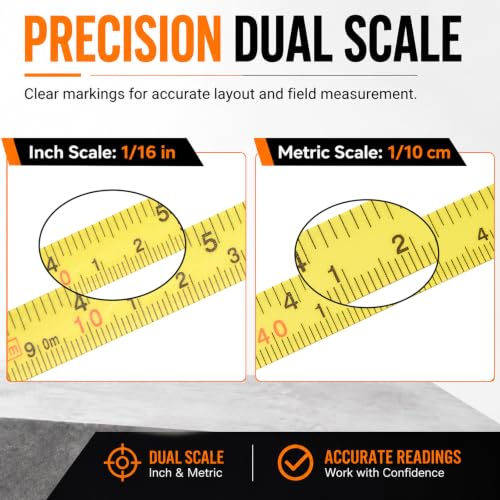 2 Pcs 328ft/100m Open Reel Steel Tape Measure, Dual Scale - color: Orange, size: 328ft/100m