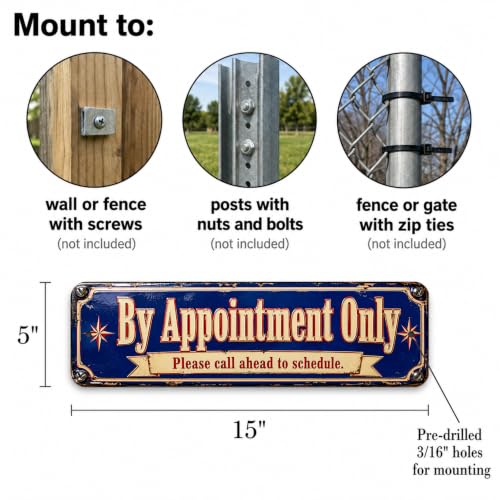 By Appointment Only Vintage Enamel Business Sign - style: By Appointment Only
