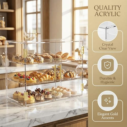 3 Tiers Countertop Bakery Display Case - size: 3 Tiers