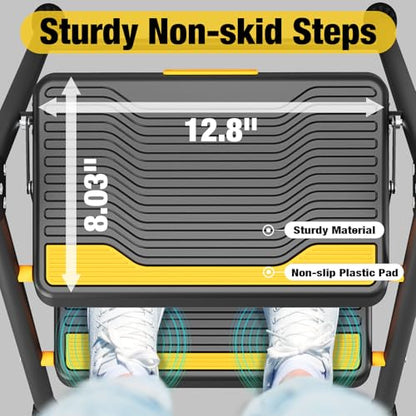 Urackify 2 Step Ladder, Heavy-Duty Pass 800lb Capacity Test, Wide Anti-Slip Steps & Secure Handrail Compact, Folding Step Stool Portable Design for Home, Kitchen, Office, Pantry, Closet Use, Black - size: 2-step