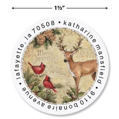 Woodland Deer Round Return Address Labels - Set of 144 1-1/2" Diameter Self-Adhesive, Flat-Sheet Labels - style: Deer