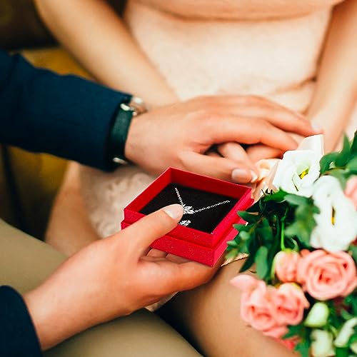 Gift Box Necklace Earring Ring Box Gift Box,12 Pieces Square Cardboard Jewelry Gift Boxes,Cotton Filled Cardboard Paper Jewelry Box Gift Case (3.5x3.5x1.25 Inches) (Red) - color: Red