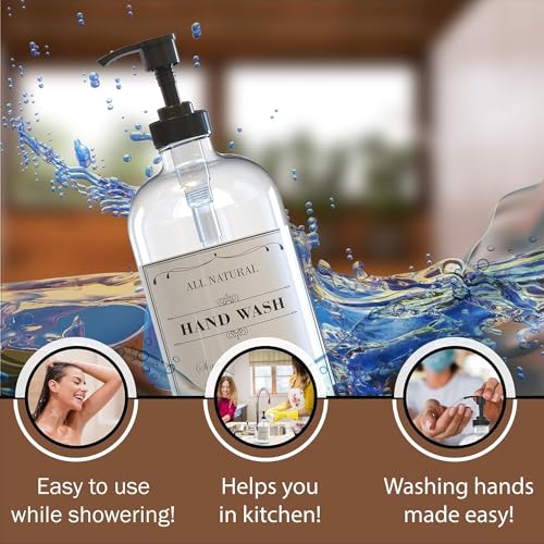 Sunrise Premium Clear Glass Soap Dispenser with Pump, 4 Pack - color: Black Plastic Pump - Clear Glass 4pcs