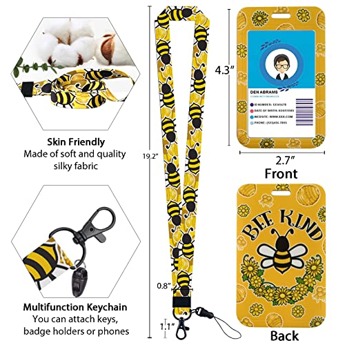 Giancomics Cute Teacher Lanyard for ID Badges Holder Retractable Badge Reel - color: Bee Kind