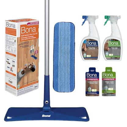 Bona Multi-Surface Floor Care Kit - Includes Microfiber Mop, Microfiber Cleaning Pad, Hardwood Floor Cleaning Solution, and Multi-Surface Floor Cleaning Solution - Kit for Hard Floors - style: Multi-Surface Care Kit