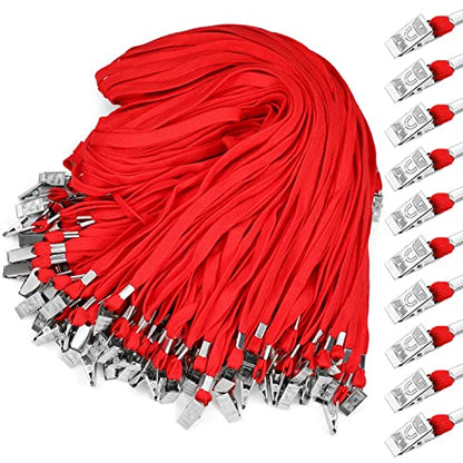 Marspark 200 Pcs Lanyards for ID Badges, Flat Swivel Hook,Red - color: Red