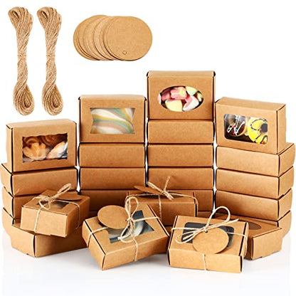 Yexiya 60 Pcs Soap Boxes with Window 3.55"x2.4"x1.2" Gift Set,Kraft Color - color: Kraft Color