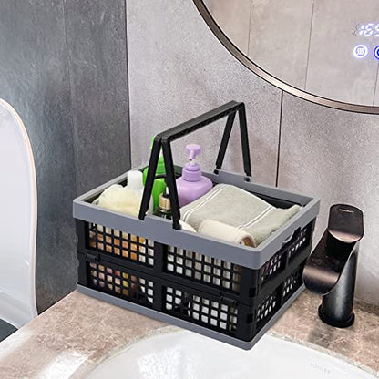 2-Pack 15 L Plastic Collapsible Shopping Basket with Handle