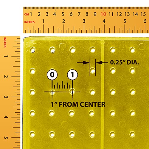 Azar Displays 700508-YEL-4C16 8-Inch W by 20-Inch H Revolving Black Pegboard Counter Display with 16-Pack of 4 inch Locking Hooks, Yellow - color: Yellow, style: Pegboard + Hooks