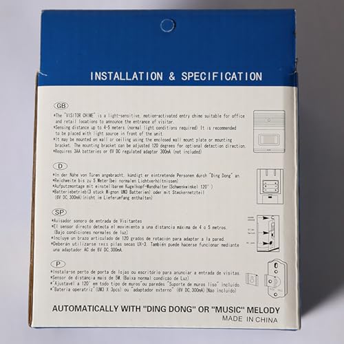 Wireless Door Sensor Chime, Commercial Door Bell Loud Sound Anti Theft Welcome Buzzer for Shop Store Office Home