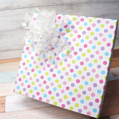 Iridescent Pearl Metallic Burst Curly Ribbon Bow 4" Wide x 6 Counts Gift Wrapping Pre-Tied Self-Adhesive Tab for Birthday Present Box Wine Bottle Baby Shower Party Christmas Hanukah - color: Pearl