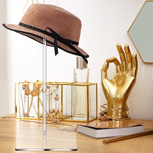 Yookeer 2 Set 16 Inch Clear Acrylic Hat Stands and Wig Display Rack Stands for Multiple Hats Display Tabletop Baseball Caps Watch Tabletop (Square Bottom) - color: 16 Inch in Height, style: Square Bottom