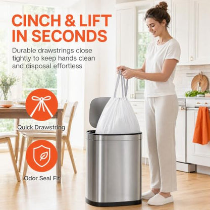 200 Count for Code G Blue & White Compatible with simpIehuman Code G 8-9 Gallon 1.2 Mil THICK Heavy Duty with Reinforced Drawstring Tear Resistant White 100 & Blue 100 Total 200 Count GRAND SAVE! - color: for Code G 200 Blue & White