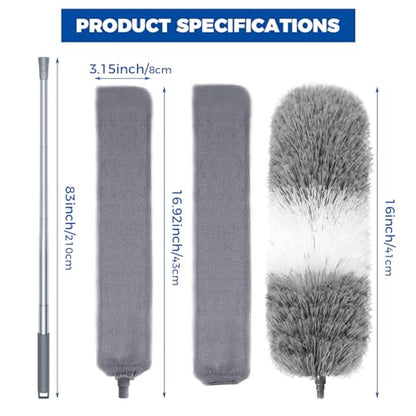 4 Pcs Dusters for Cleaning, 2 in 1 Microfiber Dusters and Retractable Gap Dust Cleaner with 1 Microfiber Dusting Cloths Long Handle 30-100 Inches Extension Pole for Ceiling Fan Cleaning Supplies - size: 4 PCS Dusters