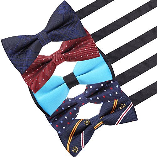 AUSKY 8 PACKS Elegant Adjustable Pre-tied Bow Ties for Men Boys (1&4&5&6&8 Pack for option) - color: K