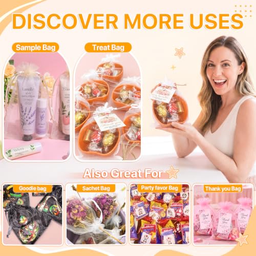 ANZNKU 100PCS Organza Bags 5x7 Yellow Small Gift Mesh Drawstring Goodie Bag - color: Yellow