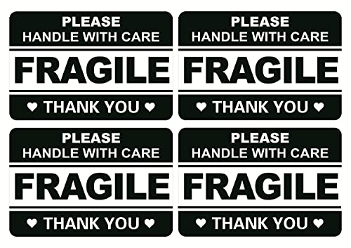 2x3 inch 200pcs Black Fragile Sticker for Shipping