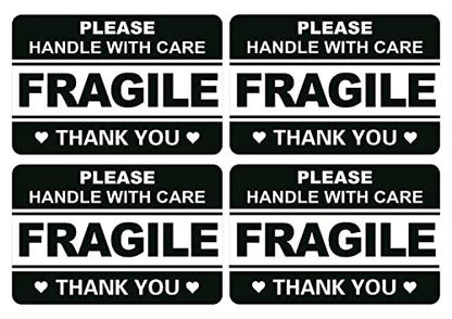 2x3 inch 200pcs Black Fragile Sticker for Shipping