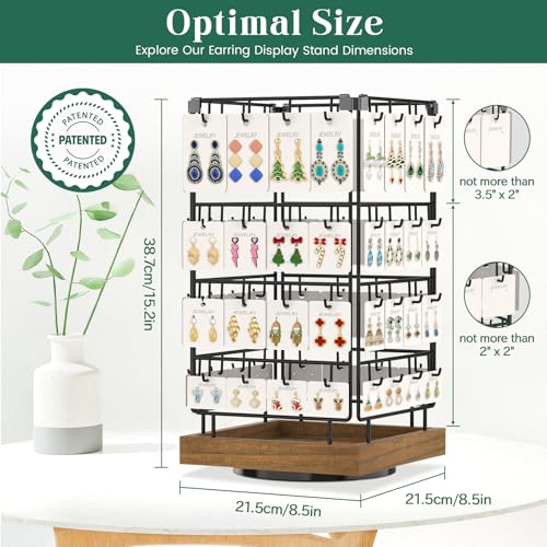 EsLuker.ly Rotating Earring Display Holder Stand for Vendors Selling, Brown - color: Brown+Black