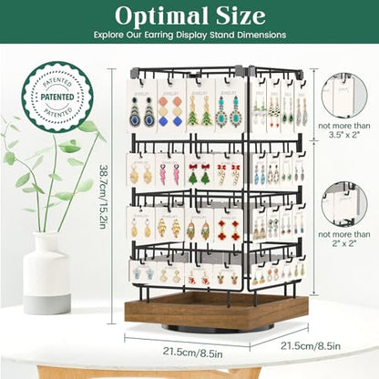EsLuker.ly Rotating Earring Display Holder Stand for Vendors Selling, Brown - color: Brown+Black