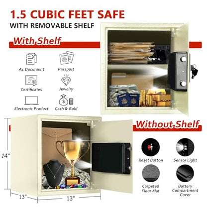Voncabay Money Safe Box for Home with Digital Keypad, 1.5 Cu. Ft., White - color: White, size: 1.5 Cubic Feet