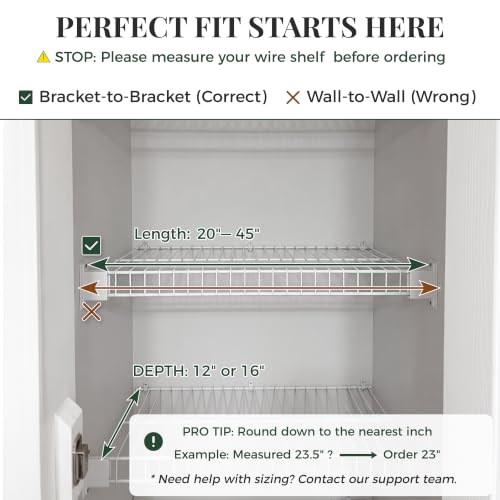 Solid Pine Wire Shelf Covers, 16" D x 30" L, Tool-Free Pantry Rack