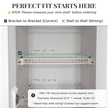 Solid Pine Wire Shelf Covers, 16" D x 30" L, Tool-Free Pantry Rack