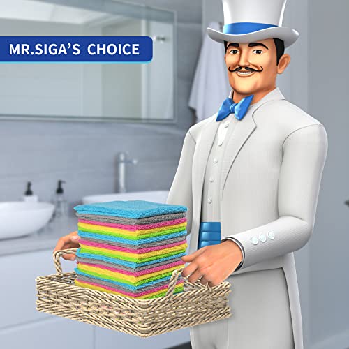 MR.SIGA Microfiber Cleaning Cloth, All Purpose Cleaning Towels, Pack of 50 - color: Green/Blue/Yellow/Pink/Gray, size: 50-Pack 11.8" x 11.8"