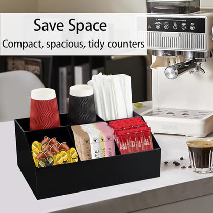 Coffee Tea Station Acrylic Organizer Sugar Tea Drink Packets Holder Black - color: Black