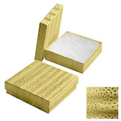 Gold Cotton Filled Jewelry Packaging and Gift Boxes Assortment #99 - Pack of 100