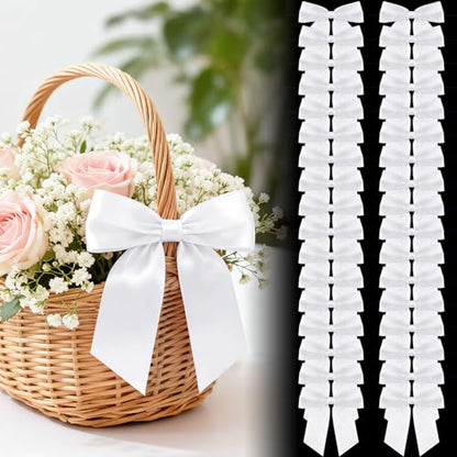 4.5" White Satin Ribbon Bows (30 Packs) - color: White, size: 4.5 Inch - 30pcs