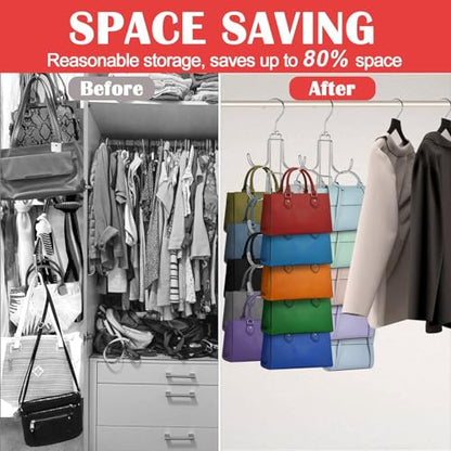2 Pack Purse Hanger for Closet: Collapsible Metal Purse Organizer
