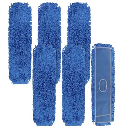 Commercial 36 Inch Dust Mop Head: Replacement Heavy-Duty Sweeper and Janitorial Industrial Dust Mop Head for Floor Cleaning, Office, School, Restaurant, Hospital (Blue - 6 Pack) - color: Blue - 36 Inch - 6pack - Scrubby